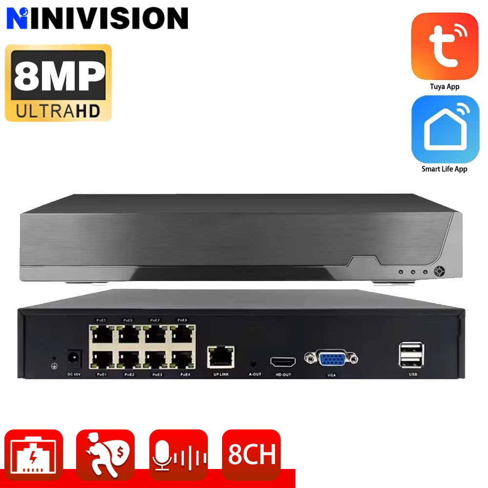 Cctv Nvr System 8 Channel 4K Poe - H.265 8CH 4K 8MP POE NVR