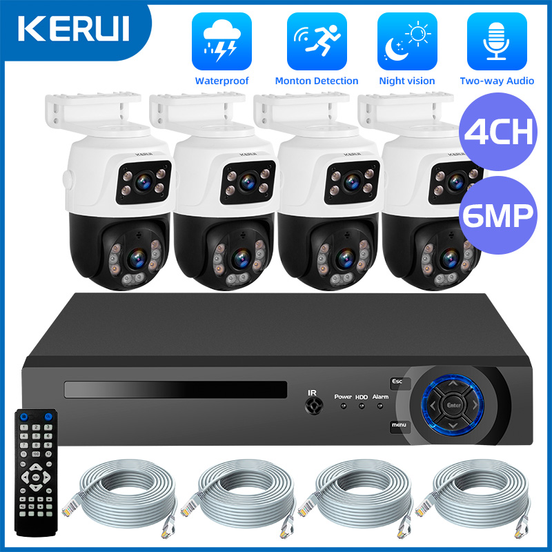 Nvr Kit 4 Camera 5Mp Poe - KERUI 6MP Full HD double objectif
