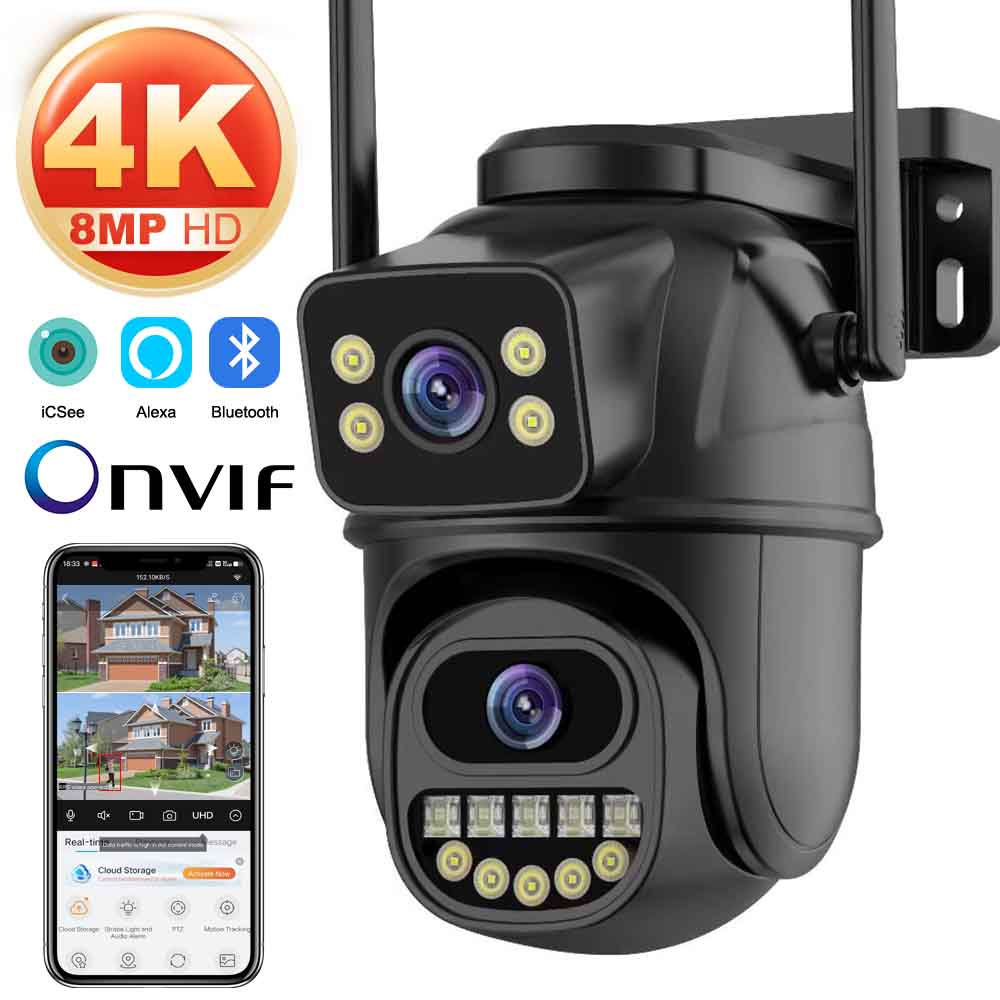 Ip Camera 4K 8Mp Outdoor Ptz - Caméra de surveillance WiFi 4K 8MP,