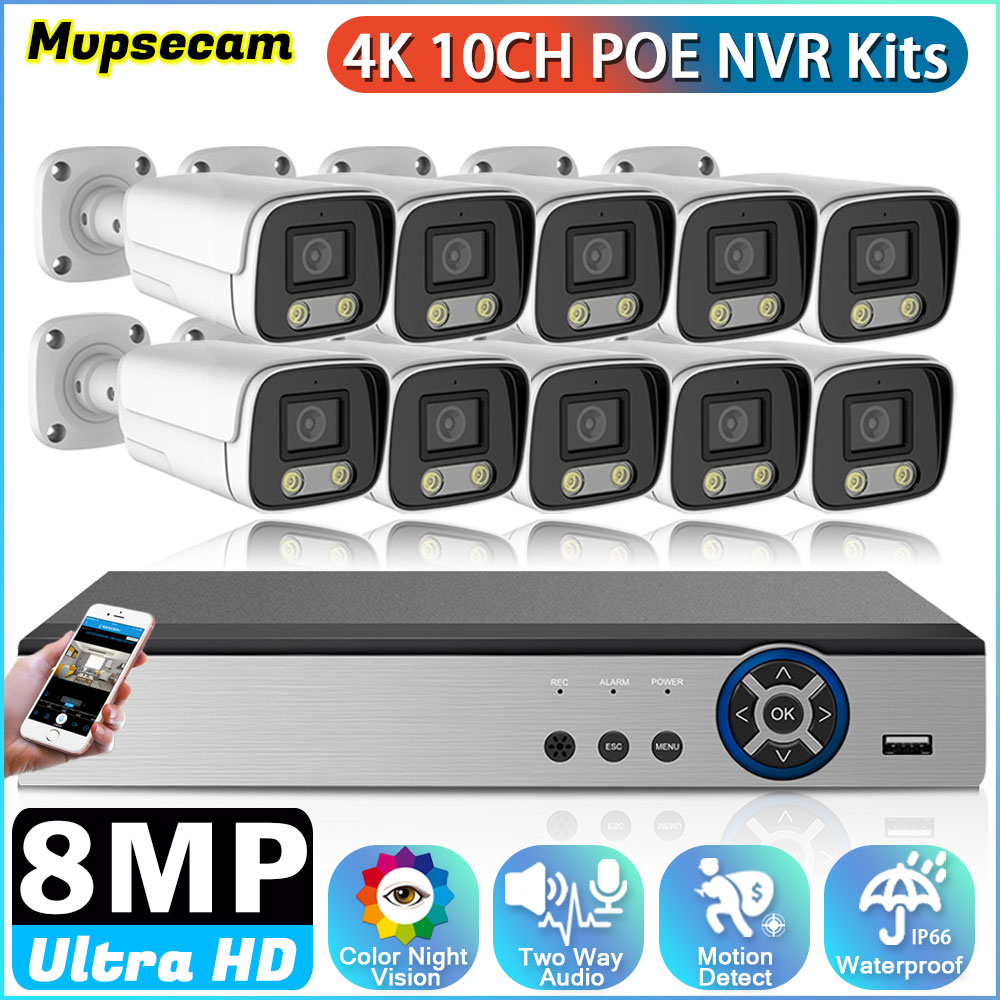Cctv Nvr System 8 Channel 4K Poe - Caméra de vidéosurveillance POE IP, 10