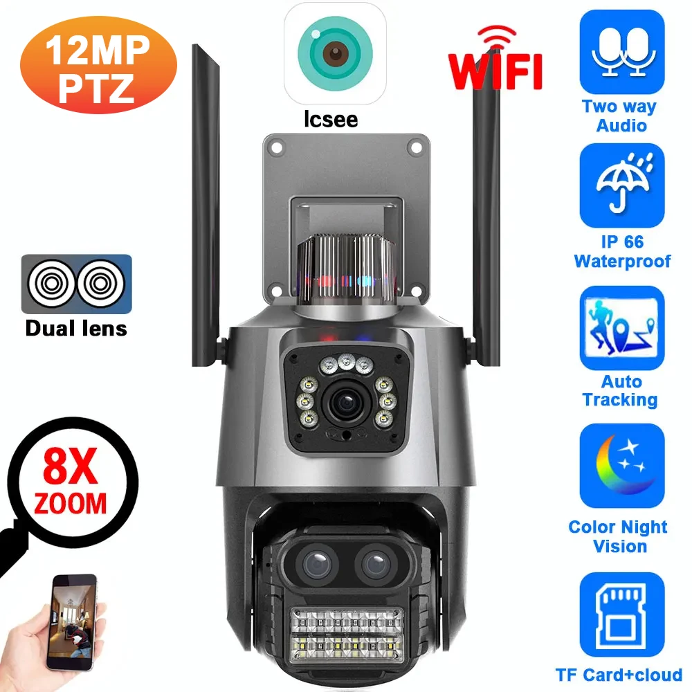 Ip Camera 4K 8Mp Outdoor Ptz - Caméra de sécurité IP Wifi 12MP