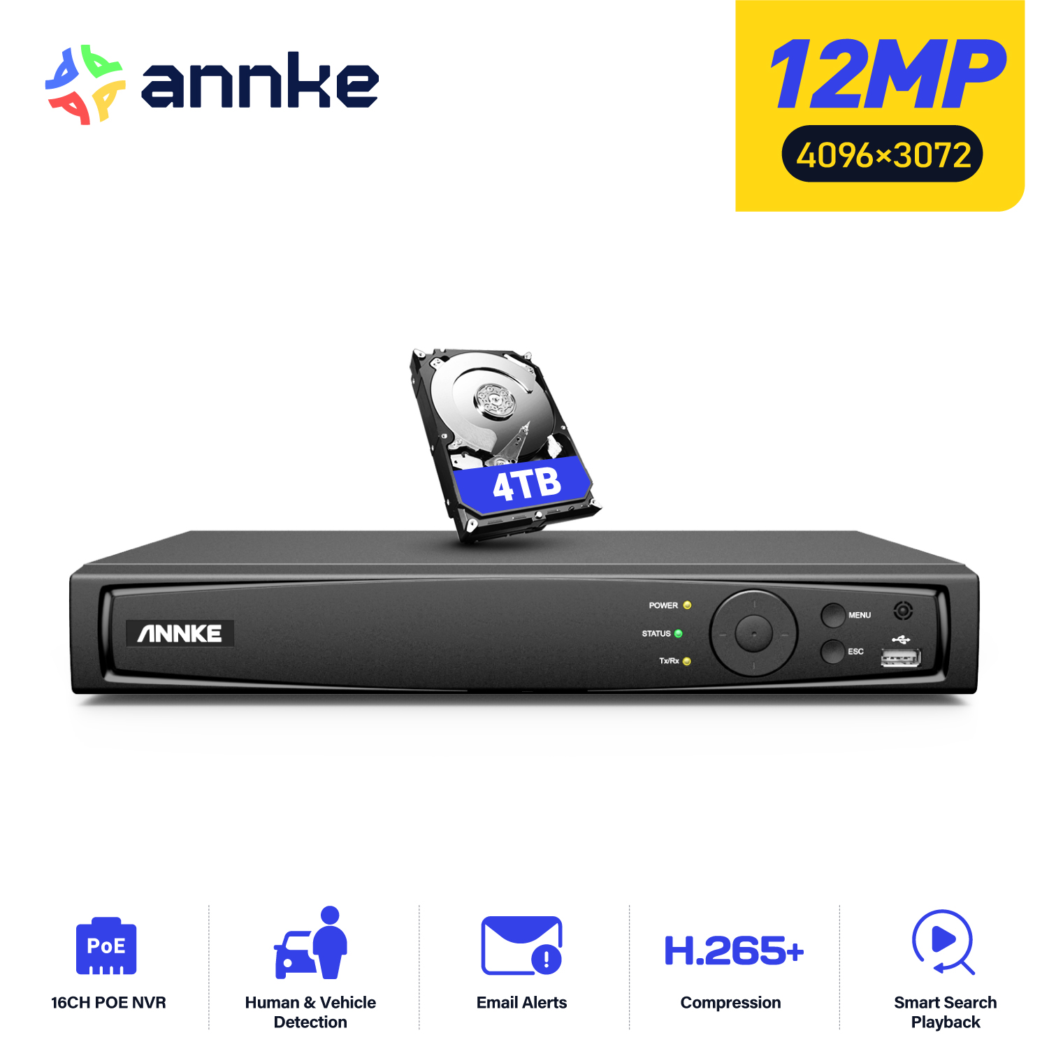 Dahua Nvr 16 Channel - ANNKE 12MP POE NVR enregistreur vidéo