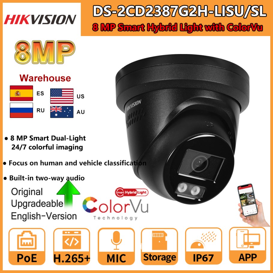 Hikvision Ip Camera 8Mp Dome - Caméra IP Hikvision 8MP DS-2CD2387G2H-LISU/SL, tourelle