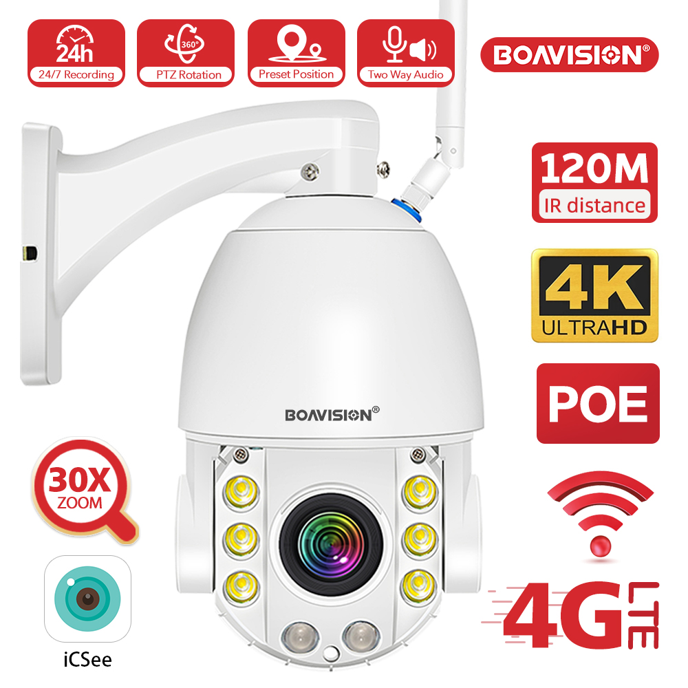 Ptz Camera 30X Zoom Poe - Caméra de surveillance HD 4K 8MP