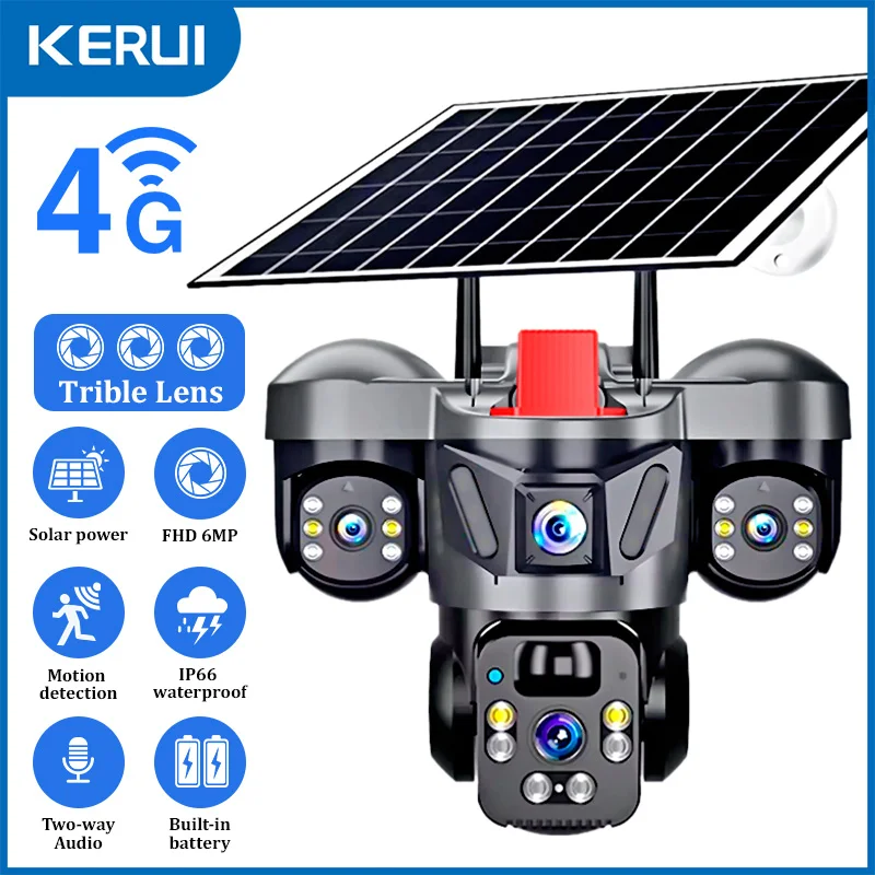 Cctv Camera System 8 Camera Wireless - KERUI extérieur PTZ 6MP 4G SIM
