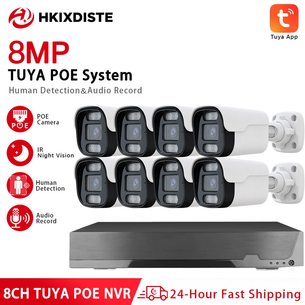 Cctv Nvr System 8 Channel 4K Poe - Système de caméra de sécurité Tuya