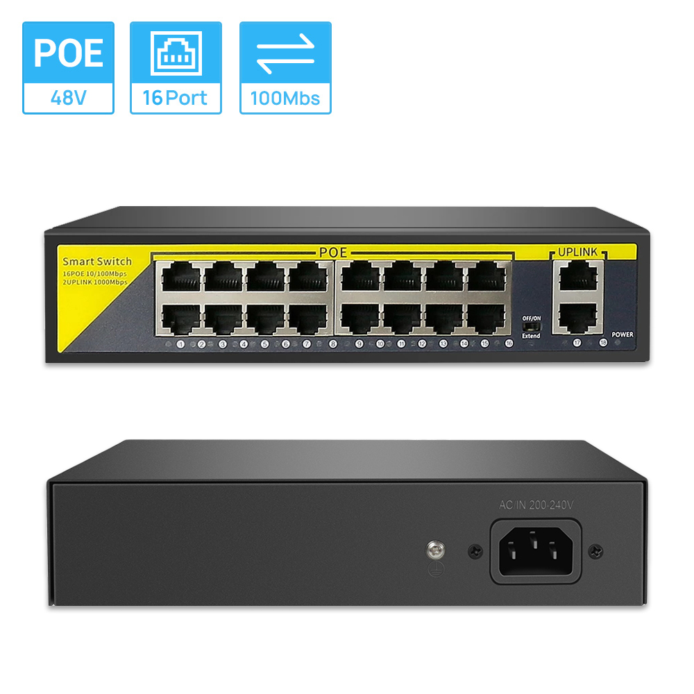 Commutateur POE 16ch, 2 Ports  - Nvr Poe Switch 16 Port avis et prix