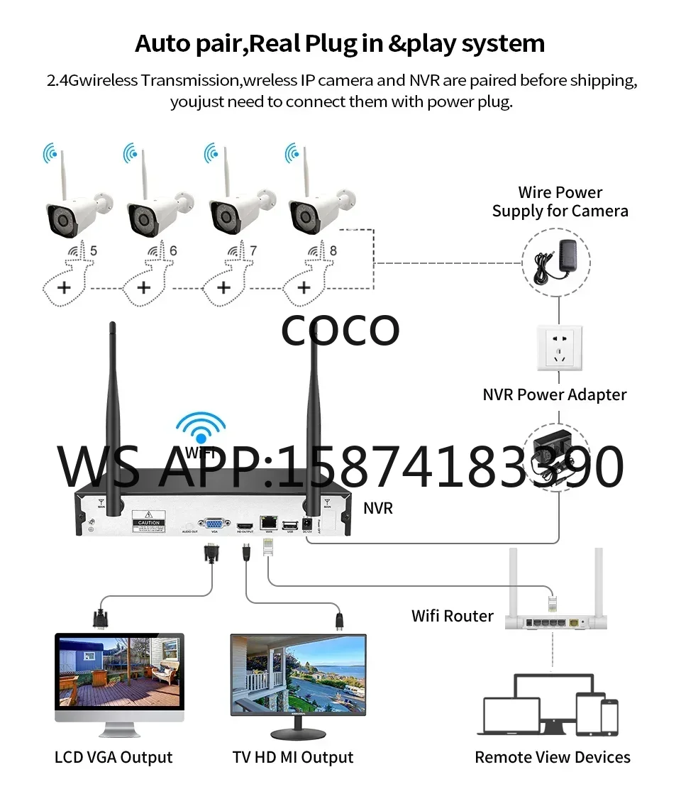 Système de vidéosurveillance W - Cctv Camera System 8 Camera Wireless avis et prix