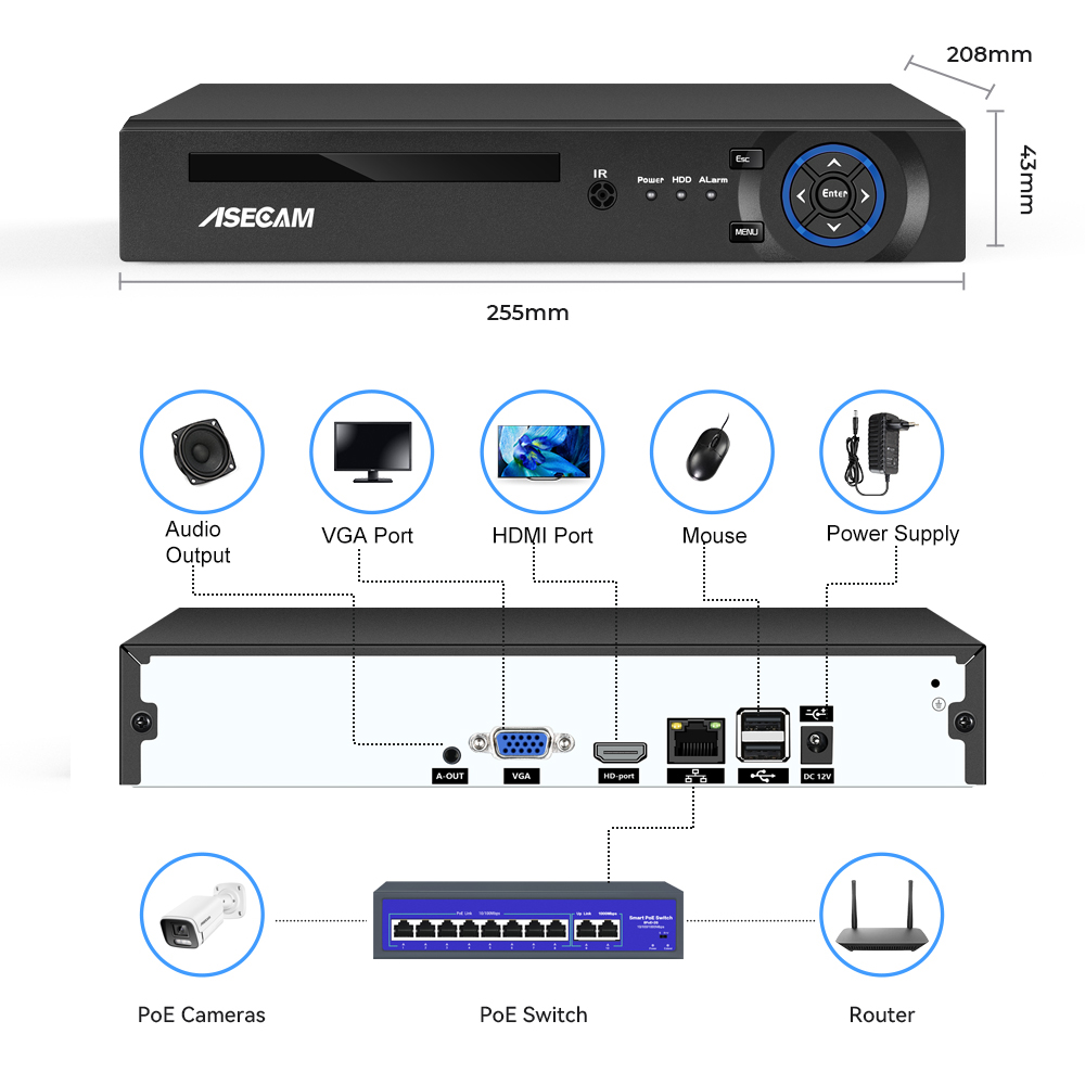 ASECAM 16CH 32CH 4K NVR enregi - Dahua Nvr 16 Channel avis et prix