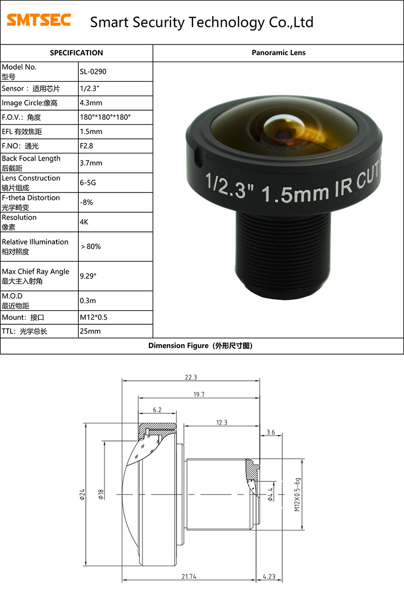 Objectif panoramique M12 grand - Cctv Camera 180 Degree Panoramic avis et prix