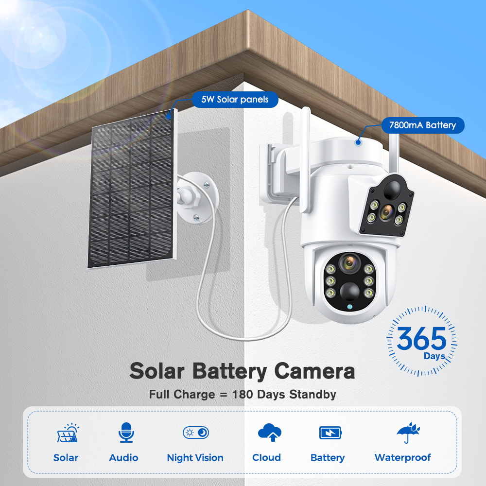 Caméra solaire 4K 8MP batterie - Ip Camera 4K 8Mp Outdoor Ptz avis et prix