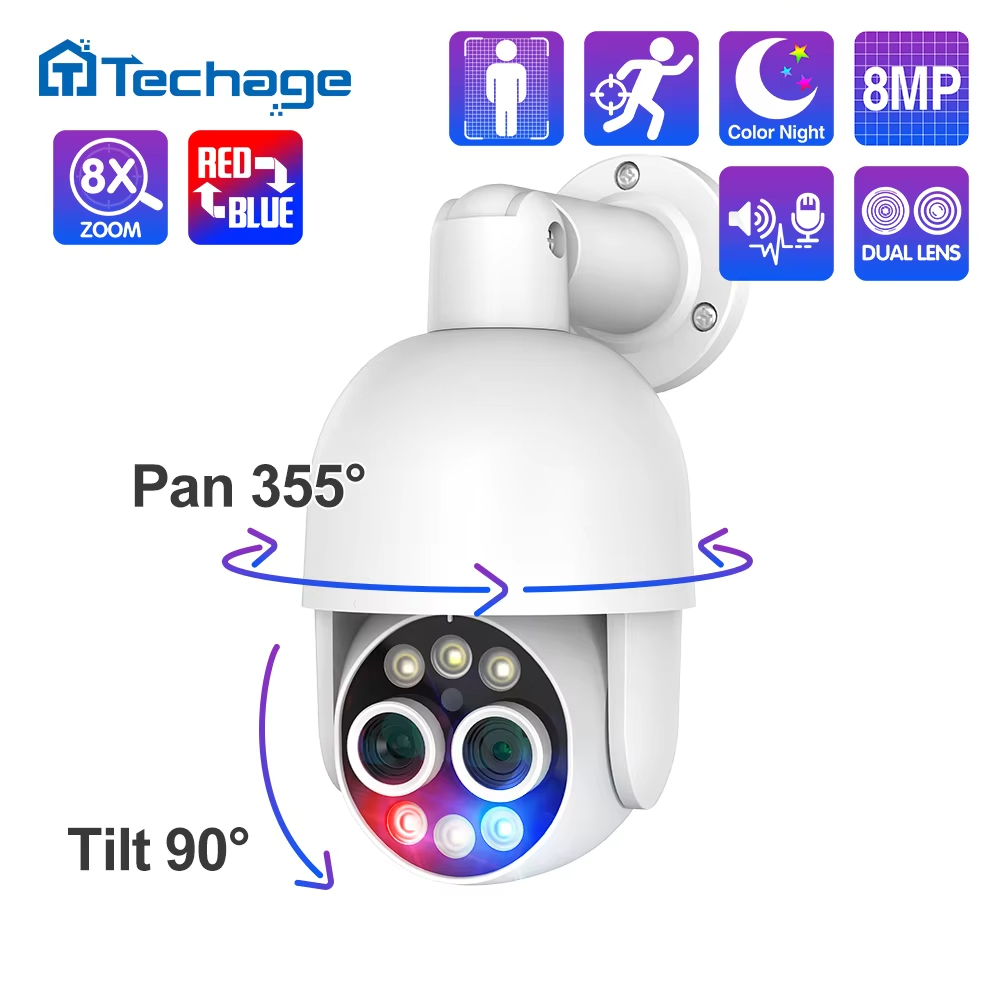 Techage 8MP POE caméra IP doub - Cctv Camera System 8 Camera Wireless avis et prix