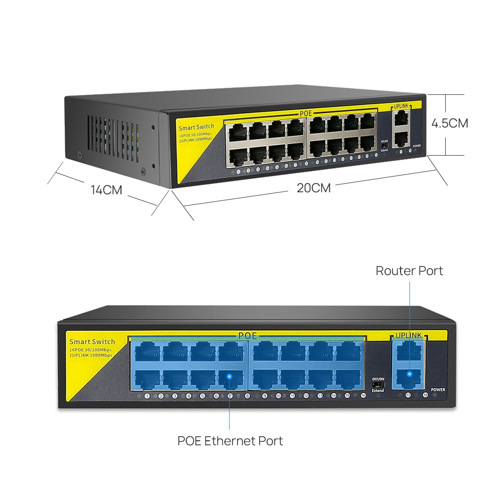 Commutateur POE 16CH 2 ports E - Nvr Poe Switch 16 Port avis et prix