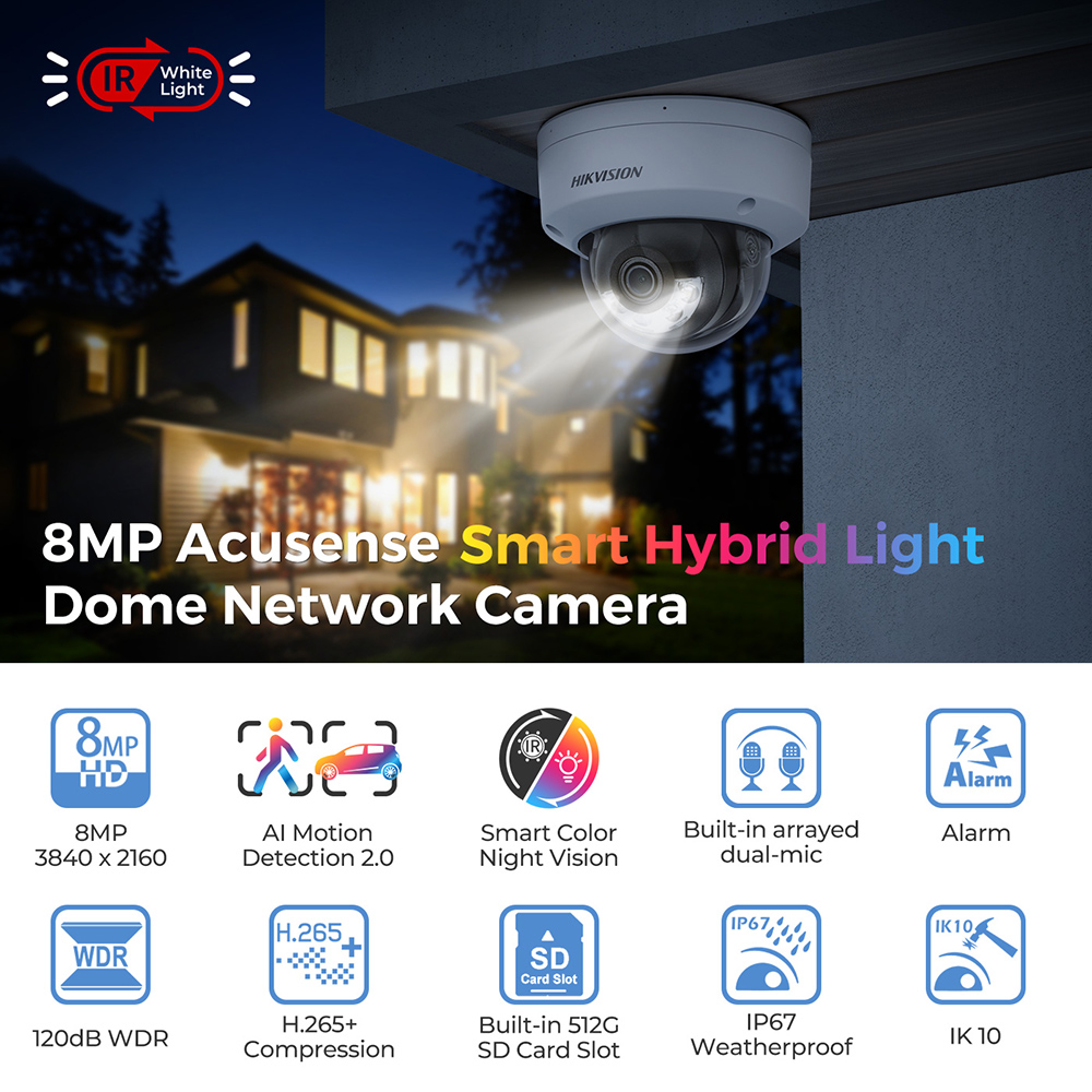 Caméra IP Hikvision DS-2CD2183 - Hikvision Ip Camera 8Mp Dome avis et prix