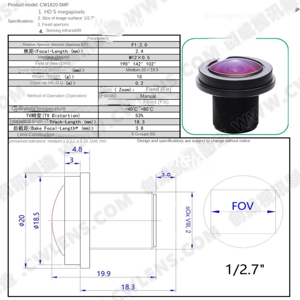 Objectif Fisheye pour caméra H - Cctv Camera 180 Degree Panoramic avis et prix