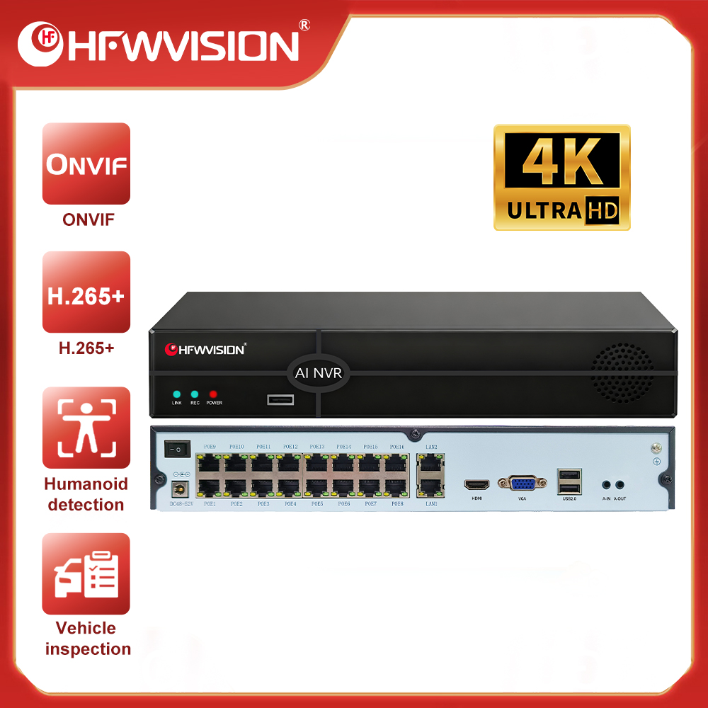 HFWVISION Enregistreur vidéo N - Nvr 16 Channel 4K H265 avis et prix