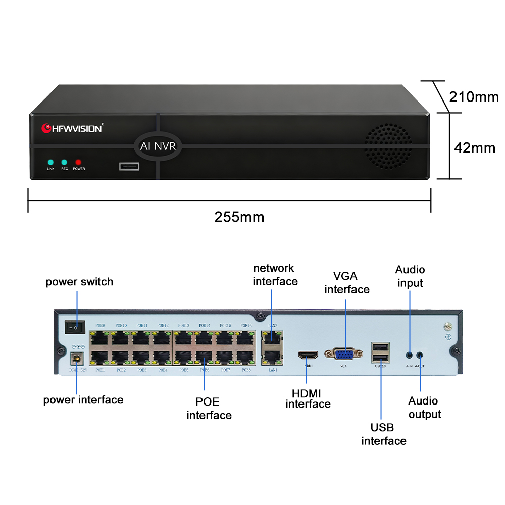 HFWVISION Enregistreur vidéo N - Nvr 16 Channel 4K H265 avis et prix