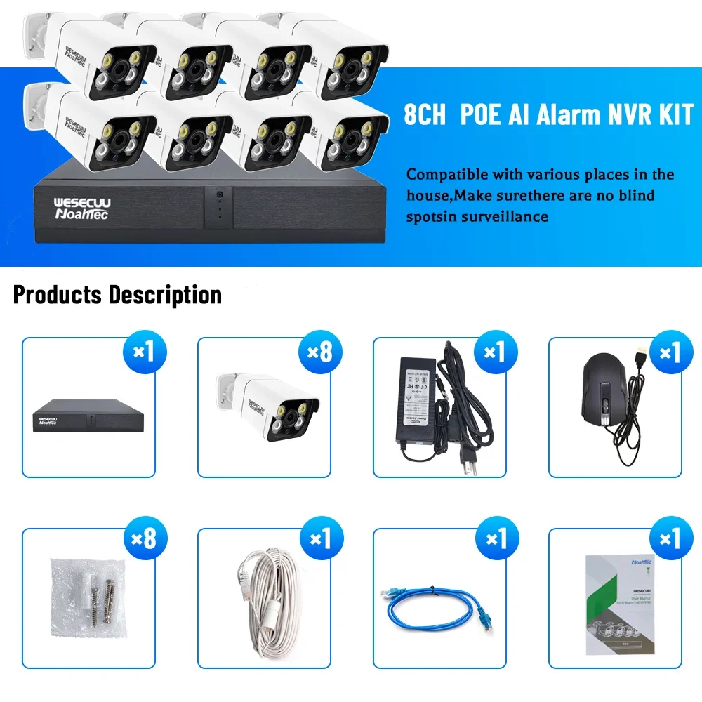 Kit Système de Surveillance CC - Cctv Nvr System 8 Channel 4K Poe avis et prix