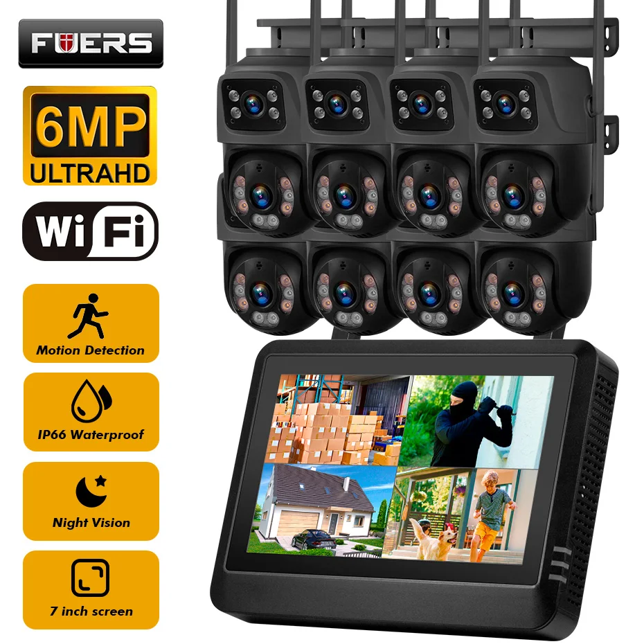 FUERS 7 pouces NVR écran 8CH s - Cctv Camera System 8 Camera Wireless avis et prix