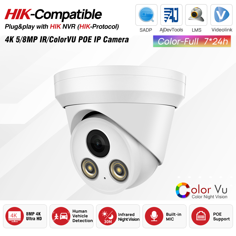 Caméra IP PoE IR/ColorVu 5MP/8 - Hikvision Ip Camera 8Mp Dome avis et prix